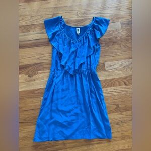 Amanda Uprichard Silk Ruffle Dress Royal Cobalt Blue Size S